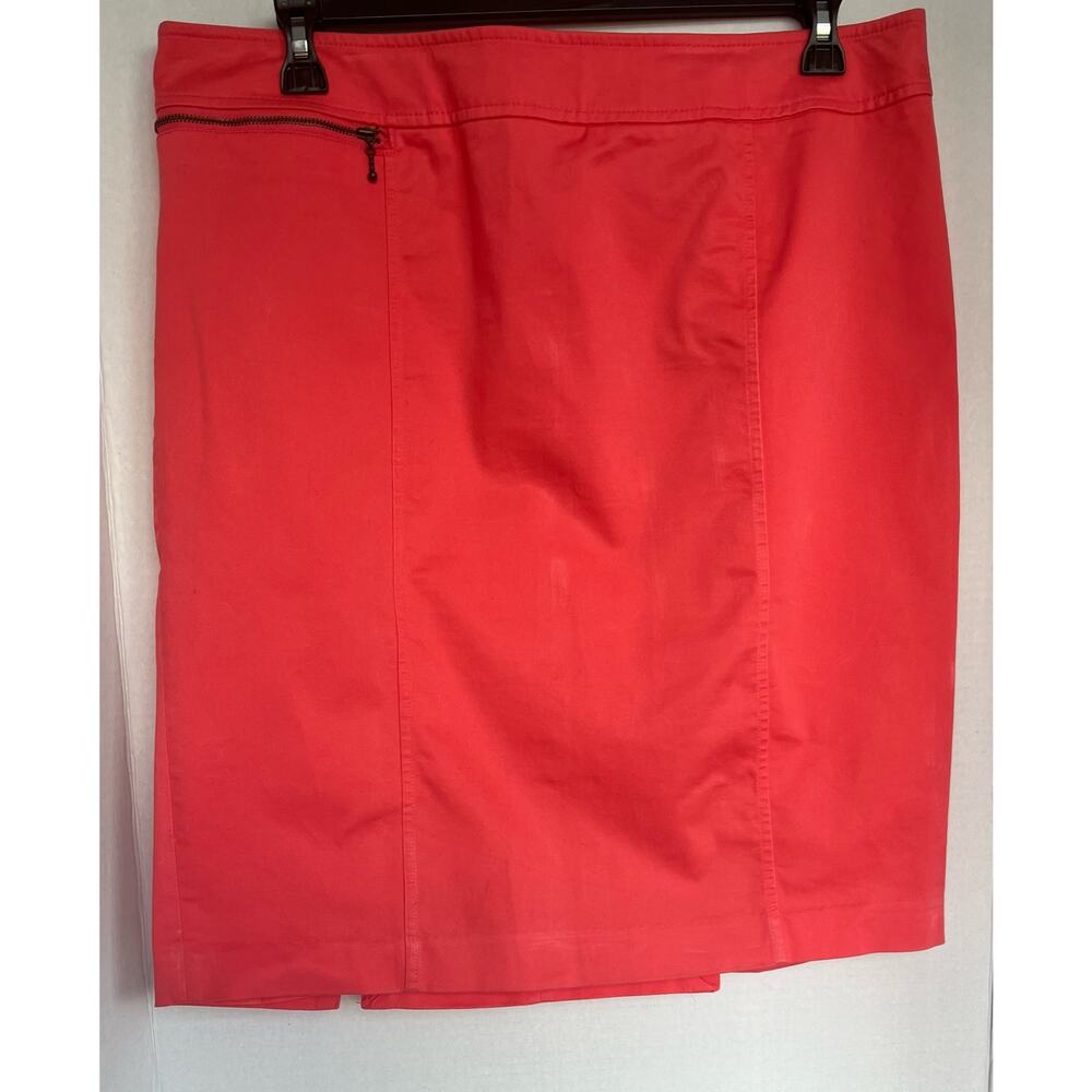 Mossimo Stretch Cotton Coral Midi Pencil Lined Skirt Size 18